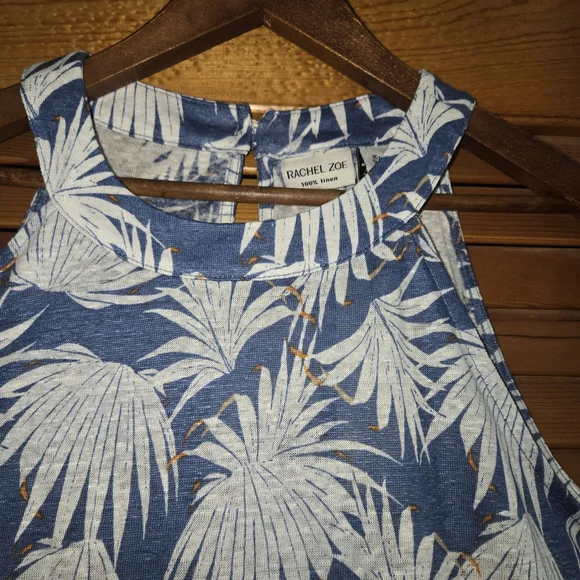 Rachel Zoe Blue and White Linen Top - Picture 3 of 6